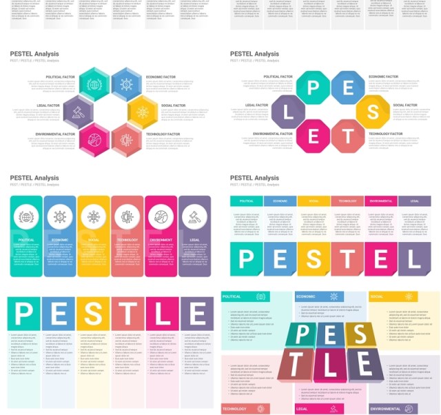 企业战略宏观环境分析信息图PPT模板素材PEST PESTLE PESTEL Analysis