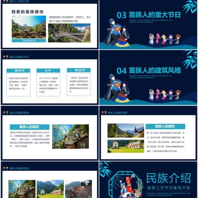 民族特色苗族工艺节日建筑介绍动态PPT模板 民族特色苗族工艺节日建筑介绍动态PPT模板