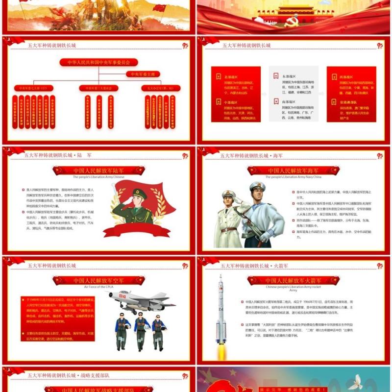 红色党政中国人民解放军95周年纪念PPT模板