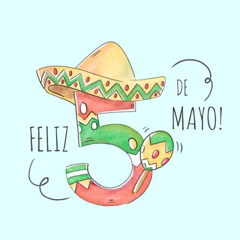 与墨西哥帽子的逗人喜爱的Cinco De Mayo数字