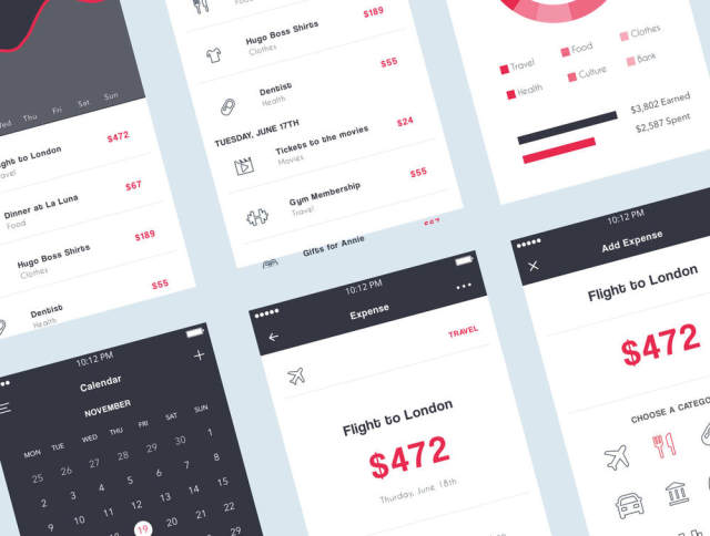 用于金融相关应用程序的Sketch中设计的iOS UI套件,MoneyFlow iOS UI套件 用于金融相关应用程序的Sketch中设计的iOS UI套件,MoneyFlow iOS UI套件