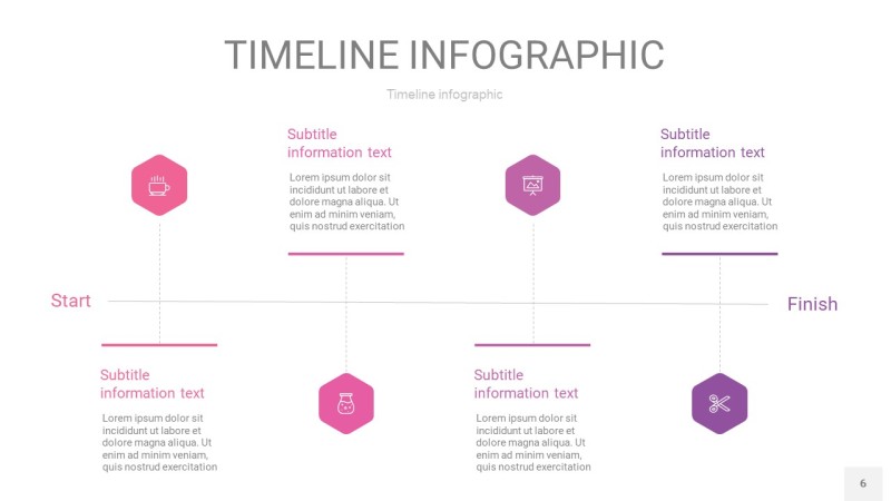 渐变粉色时间轴PPT信息图6