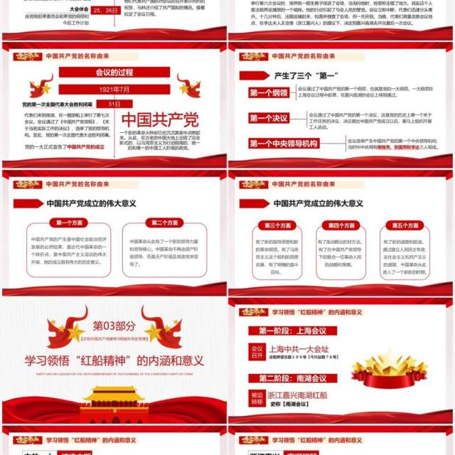 红色党政风中国共产党的建立专题党史党课学习教育PPT模板 红色党政风中国共产党的建立专题党史党课学习教育PPT模板