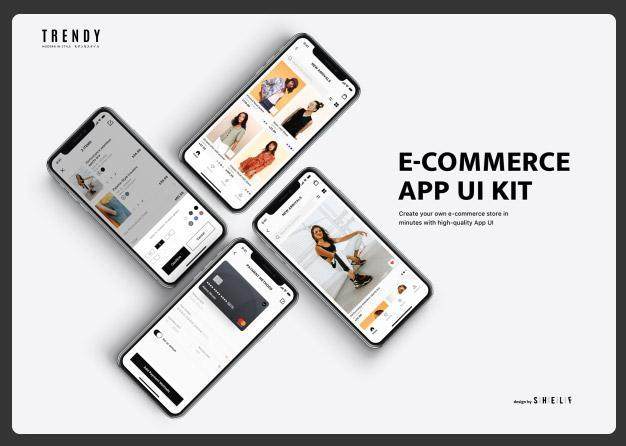 趋势电子商务应用程序用户界面工具包Trendy E-commerce App UI kit