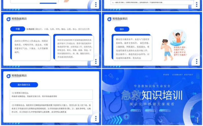 蓝色简约风急救知识培训PPT模板