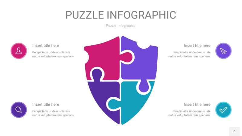 紫绿色拼图PPT图表6