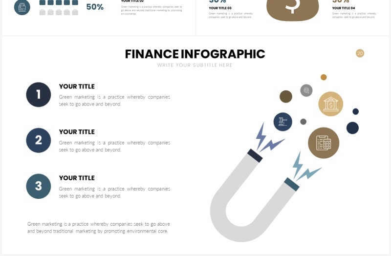 灰棕色财务信息图PPT素材模板Finance  Slides Template