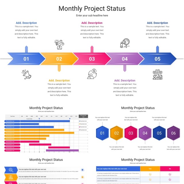 每月项目状态计划表格信息图PPT模板Monthly Project Status