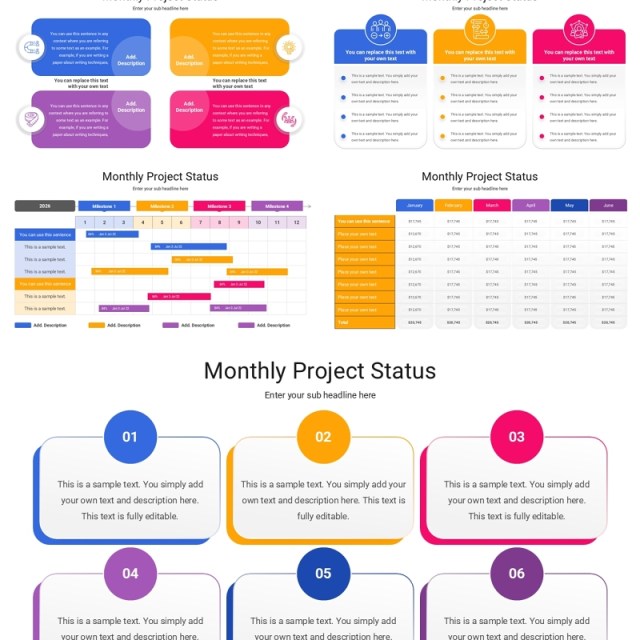 每月项目状态计划表格信息图PPT模板Monthly Project Status