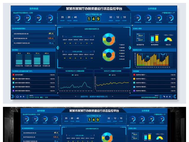 原创科技炫酷数据可视化大屏界面设计背景模板