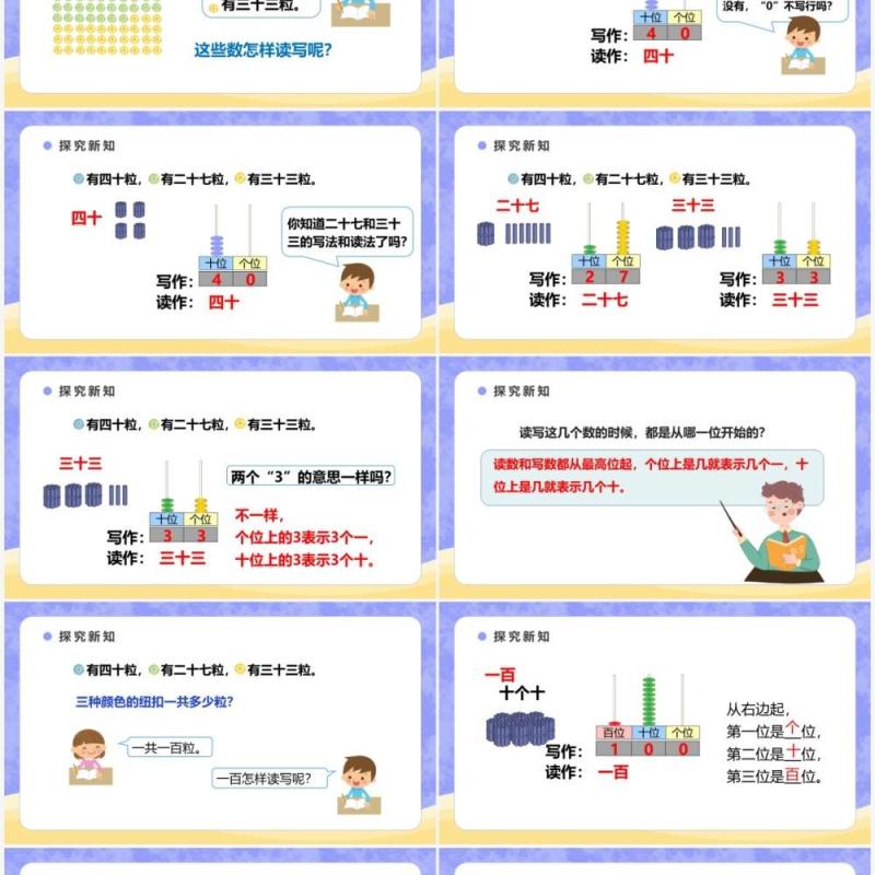 部编版一年级数学下册读数写数课件PPT模板