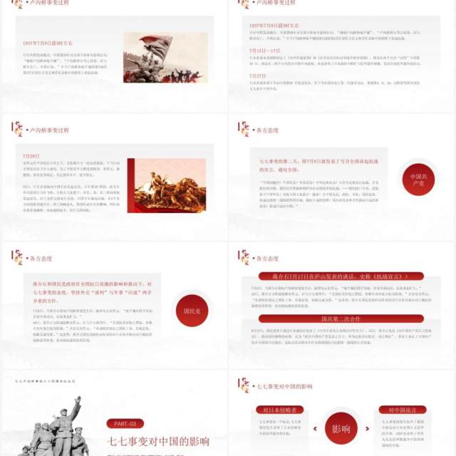 红色简约风七七事变教育宣传PPT模板 红色简约风七七事变教育宣传PPT模板
