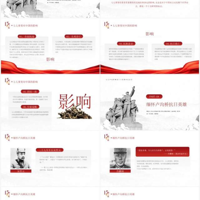 红色简约风七七事变教育宣传PPT模板 红色简约风七七事变教育宣传PPT模板
