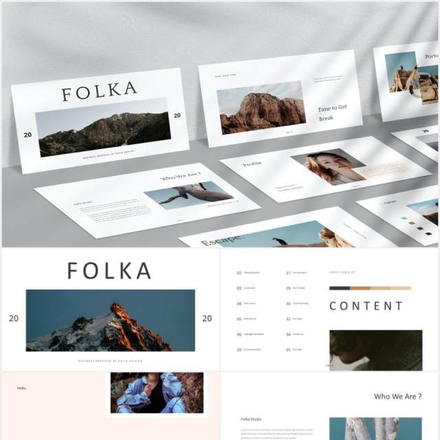 时尚简约图片排版设计摄影集展示PPT模板Folka Powerpoint 时尚简约图片排版设计摄影集展示PPT模板Folka Powerpoint