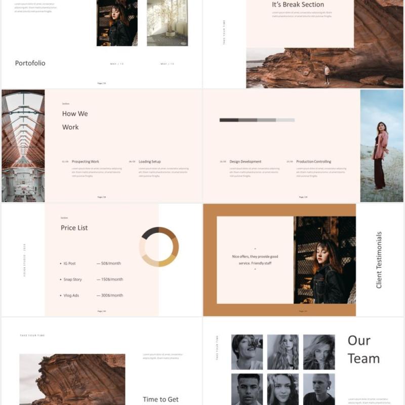 时尚简约图片排版设计摄影集展示PPT模板Folka Powerpoint