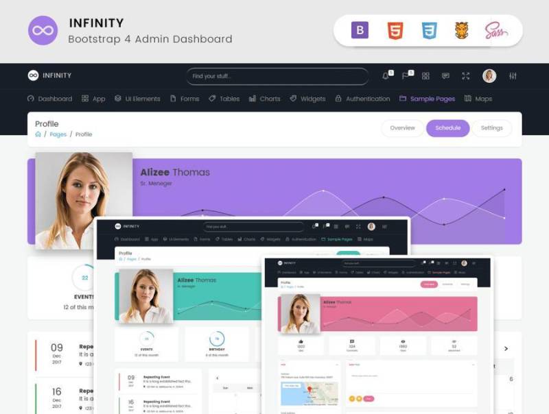 Infinity Bootstrap 4稳定管理仪表板模板，Infinity 4管理仪表板