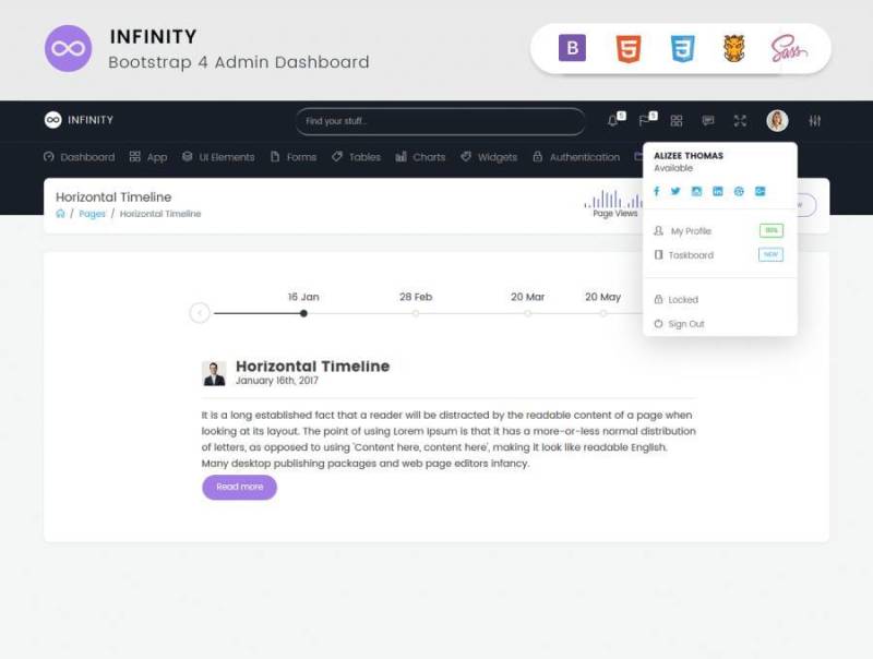 Infinity Bootstrap 4稳定管理仪表板模板，Infinity 4管理仪表板