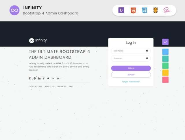 Infinity Bootstrap 4稳定管理仪表板模板，Infinity 4管理仪表板