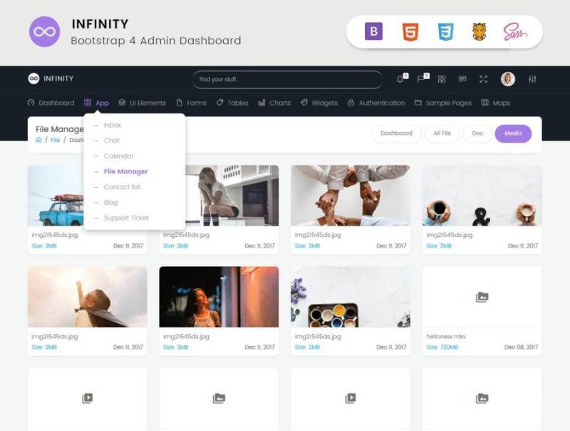 Infinity Bootstrap 4稳定管理仪表板模板，Infinity 4管理仪表板