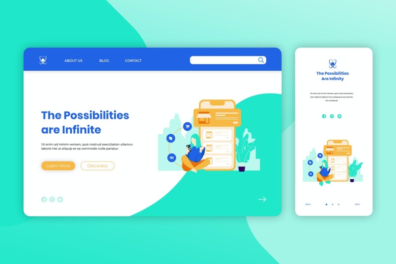 手机购物登录页网页UI界面手机移动端人物插画APP设计矢量素材Illustration Landing Page & Onboarding Mobile App