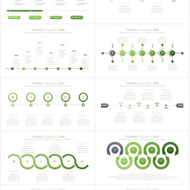 11套色系公司发展阶梯时间轴PPT素材TIMELINE - PowerPoint Infographics Slides