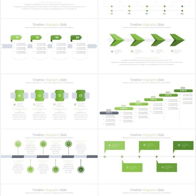 11套色系公司发展阶梯时间轴PPT素材TIMELINE - PowerPoint Infographics Slides