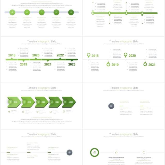 11套色系公司发展阶梯时间轴PPT素材TIMELINE - PowerPoint Infographics Slides