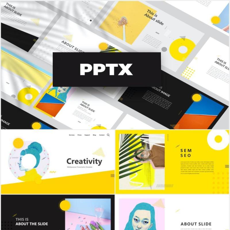 创意黄色作品展示PPT模板Yellow Creative Powerpoint
