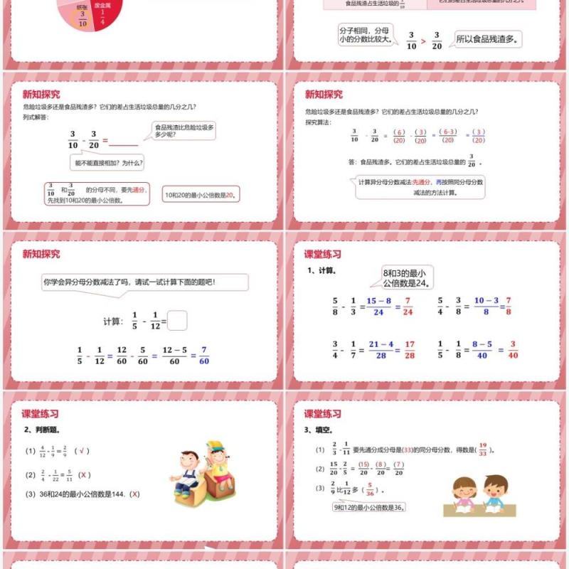部编版五年级数学下册异分母分数加减法课件PPT模板