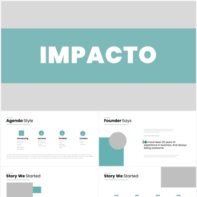 简洁工作项目提案报告PPT模板（无图可插图）Impacto No Image