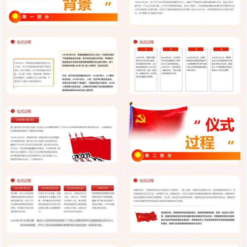 党政风香港回归24周年纪念日动态PPT模板