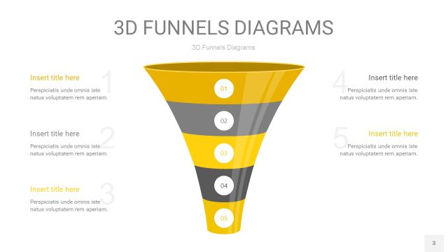 黄灰色3D漏斗PPT信息图表3