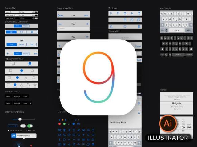 iOS9 Vector GUI Template iOS9 Vector GUI Template