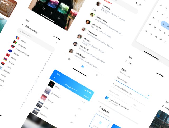 Frosty Traveling酒店预订应用UI工具包，用于Sketch。，Frosty UI Kit