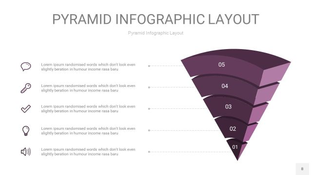 深紫色3D金字塔PPT信息图表8