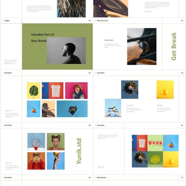 时尚简约图片排版设计摄影集展示PPT模板Yunik - Creative Powerpoint Template