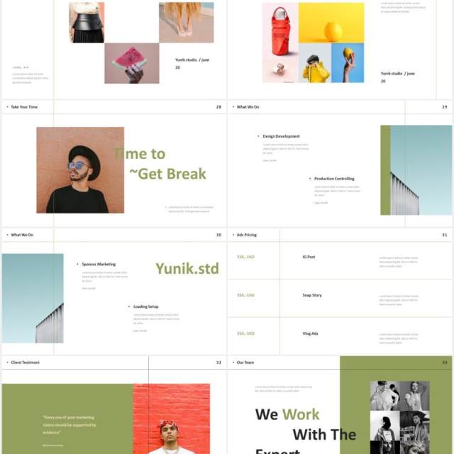 时尚简约图片排版设计摄影集展示PPT模板Yunik - Creative Powerpoint Template 时尚简约图片排版设计摄影集展示PPT模板Yunik - Creative Powerpoint Template