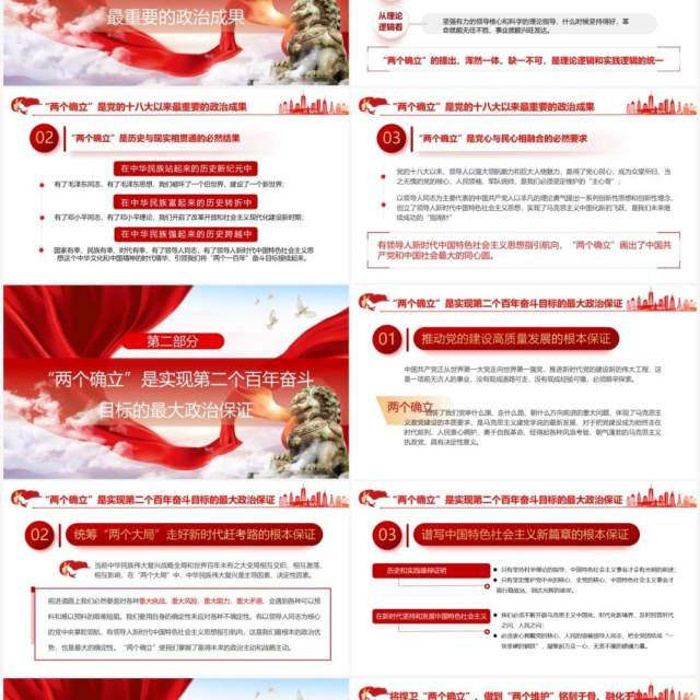 红色领悟两个确立做到两个维护PPT模板 红色领悟两个确立做到两个维护PPT模板