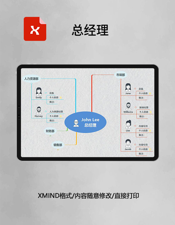 思维导图简洁总经理XMind模板 思维导图简洁总经理XMind模板