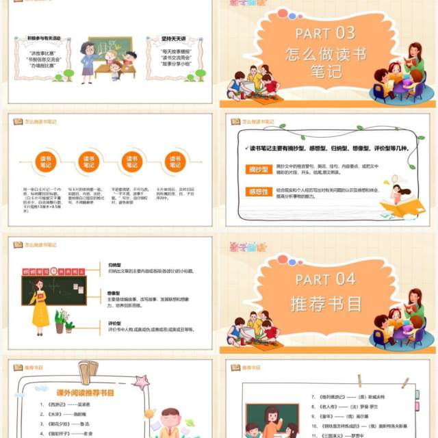 黄色卡通与好书交朋友课外阅读指导PPT模板 黄色卡通与好书交朋友课外阅读指导PPT模板