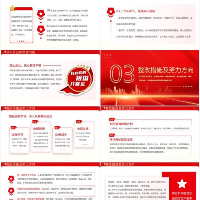 红色党政2023年组织生活会个人发言材料PPT模板