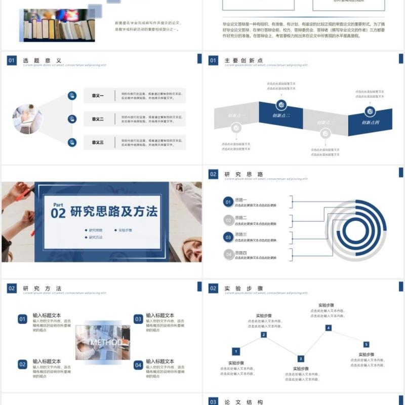蓝色简约研究生毕业论文答辩动态PPT模板