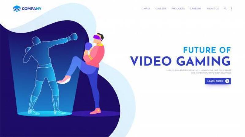 Landing page with realistic man playing