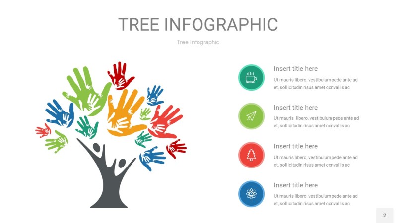 红蓝绿树状图PPT图表2
