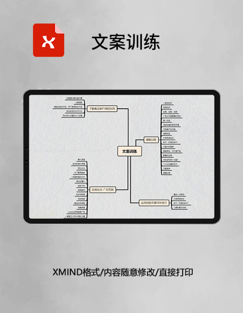 思维导图简洁文案训练XMind模板