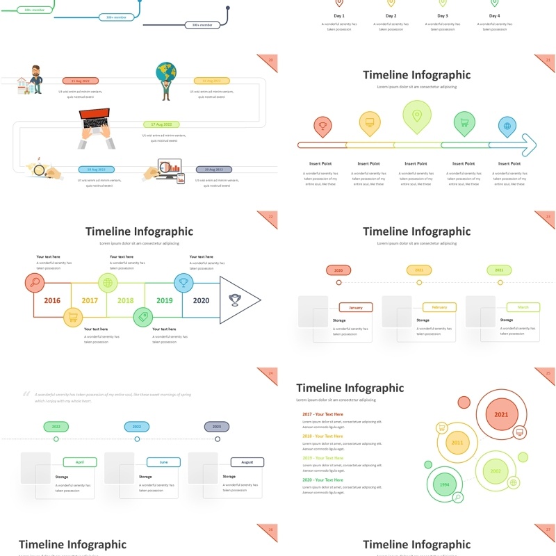 项目时间轴信息图表PPT模板素材Project Timeline Line 3 Light