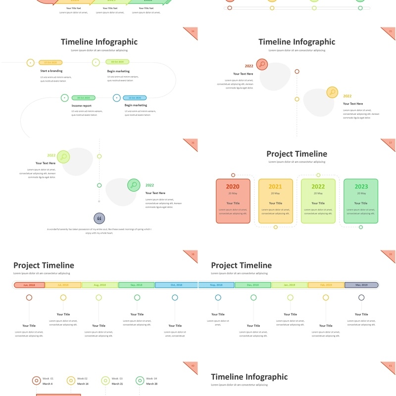 项目时间轴信息图表PPT模板素材Project Timeline Line 3 Light