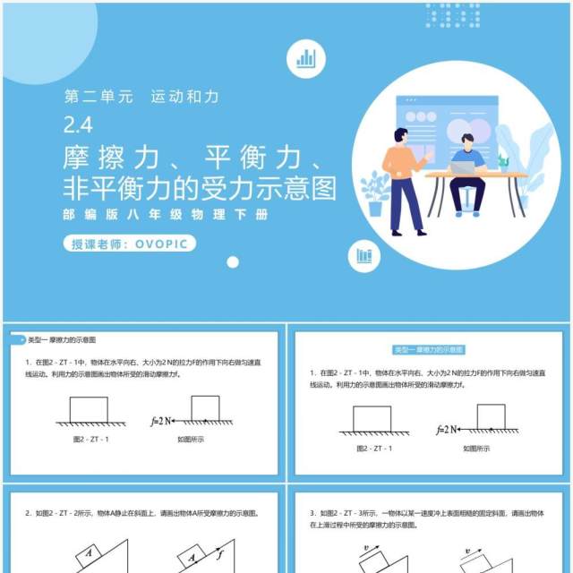 部编版初中八年级下册物理摩擦力平衡力非平衡力的受力示意图