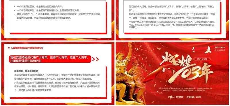 红金党政风中国共产党光辉历程PPT模板