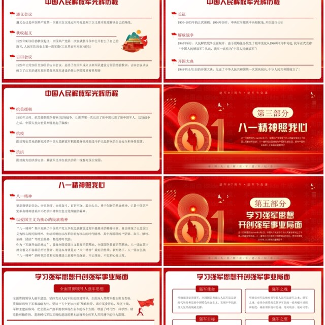 红色党政风八一建军节凝心聚力强党性PPT模板 红色党政风八一建军节凝心聚力强党性PPT模板